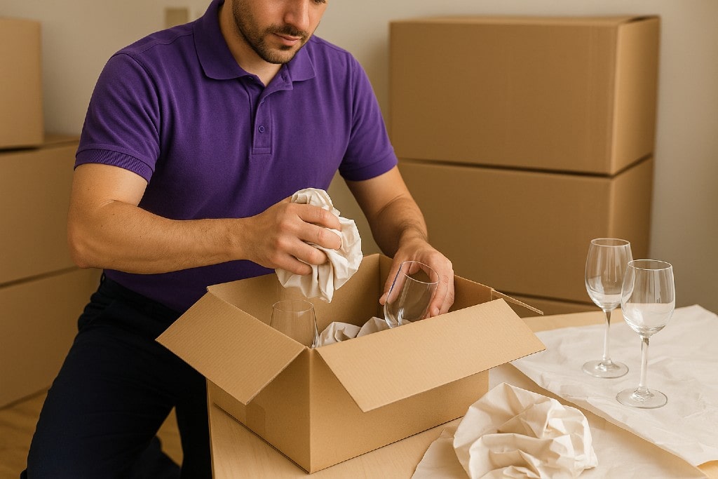 packing glasses for moving